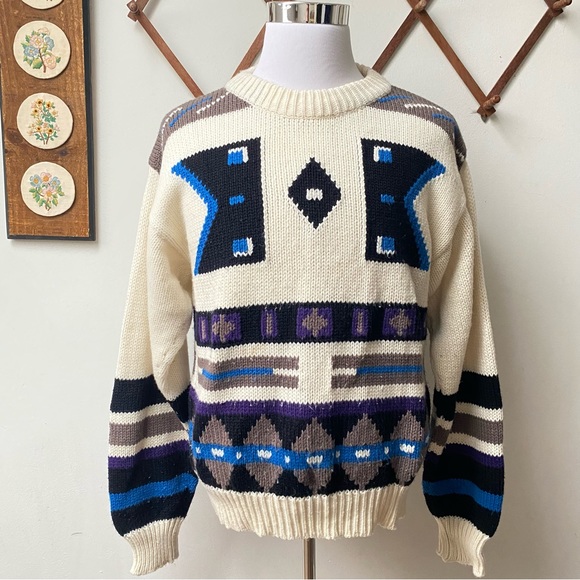 Vintage 1980s Navajo Southwestern Aztec Knit Sweater - Picture 15 of 15
